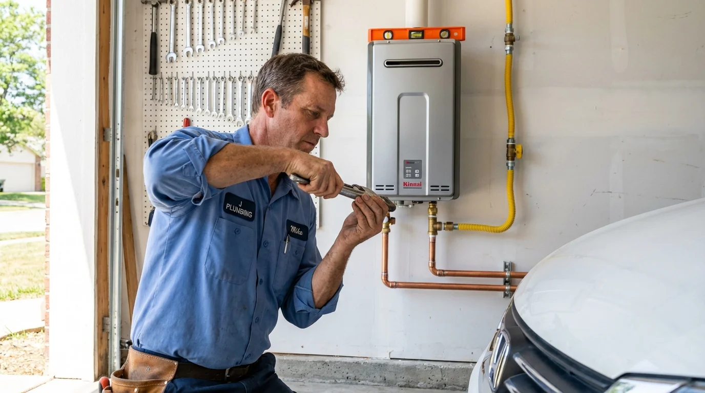 Tankless water heater installation by a Johns Plumbing LLC plumber in Morton
